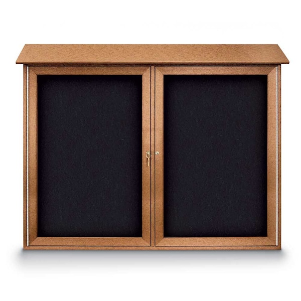 United Visual Products Indoor Enclosed Combo Board, 48"x36", Satin Frame/White Porc & Amethyst UVCB4836-WHTPORC-AMETHY - main